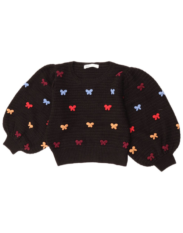 Damski sweter Zara Crop 3/4 z dekoltem w łódkę UK 10 Small Black