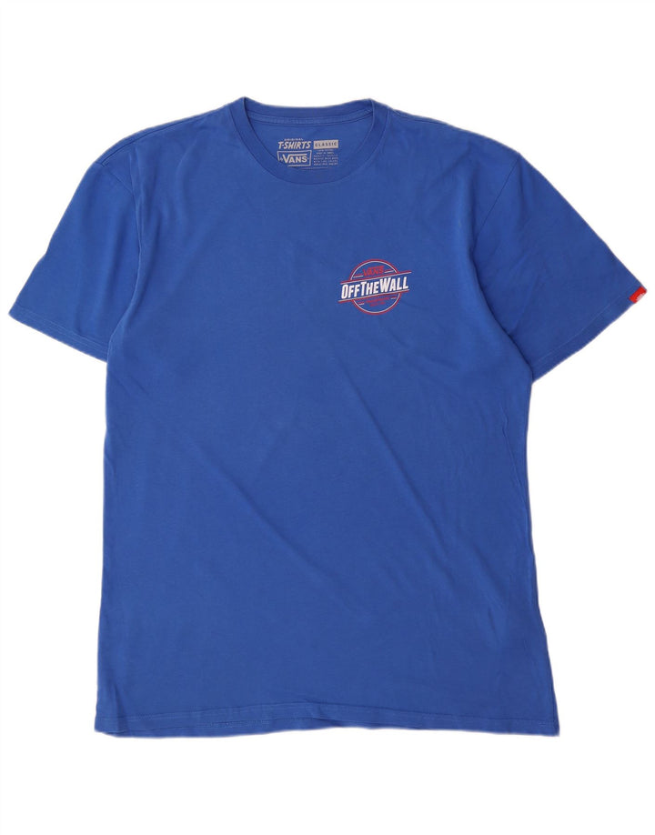 Męski T-shirt z klasycznym nadrukiem VANS, duży, niebieski, bawełniany