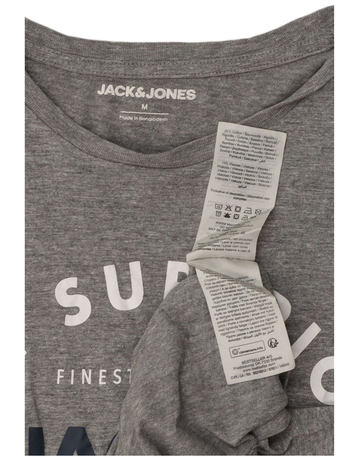 Męska koszulka z grafiką Jack & Jones, średnia szara bawełniana nakrapiana