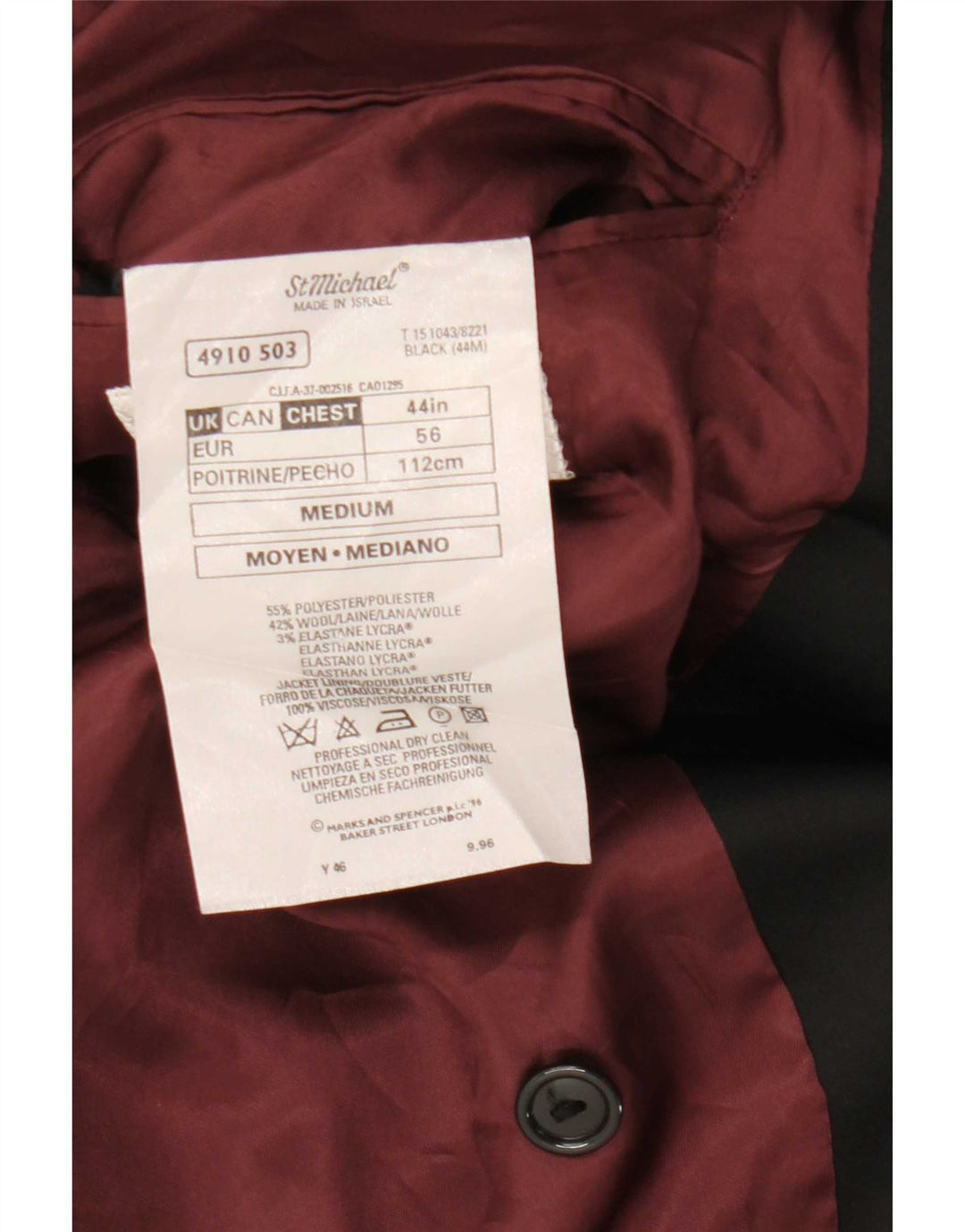 Marks & Spencer Męska marynarka dwurzędowa UK 44 XL, czarny poliester