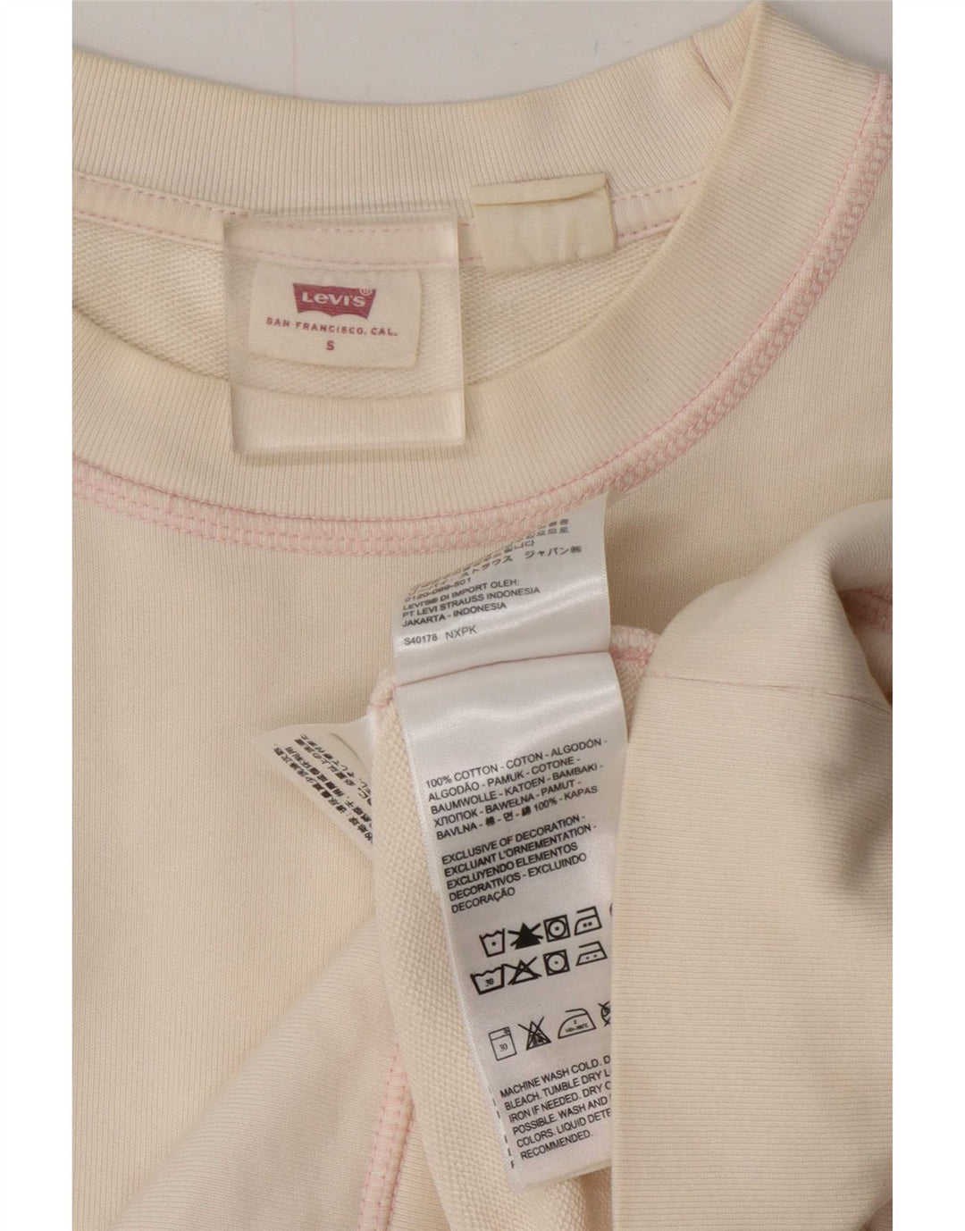 Damski sweter oversize Levi's UK 10, mały, z białej bawełny