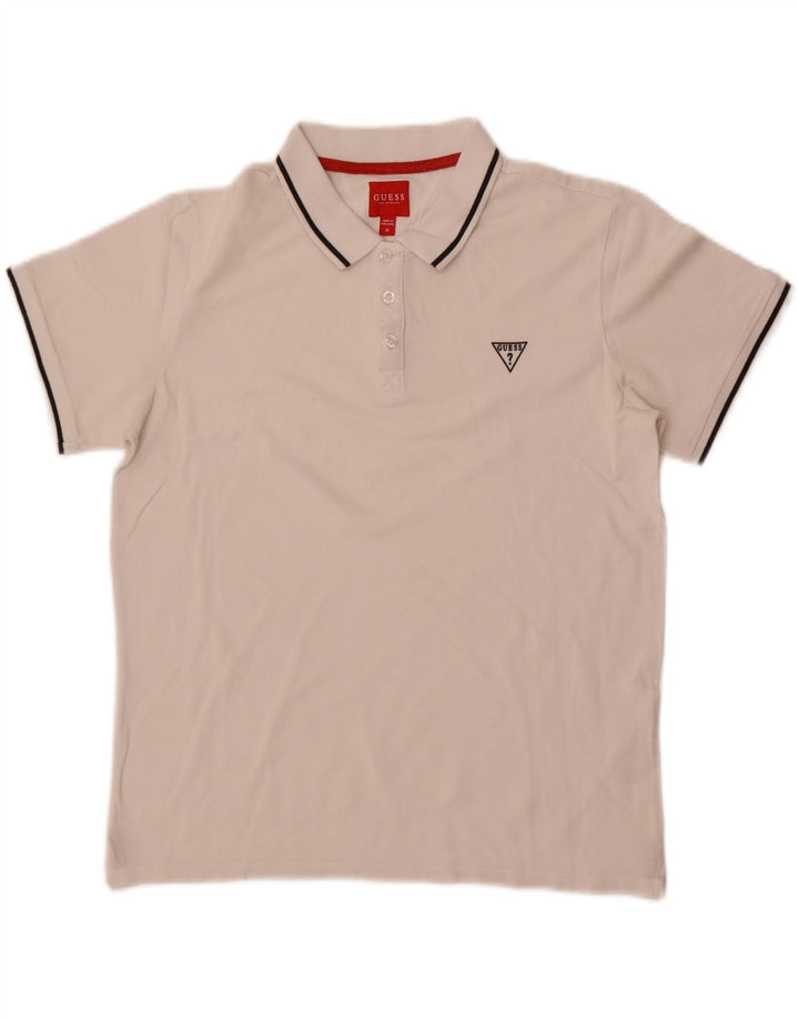 Męska koszulka polo Guess, średnia, biała, bawełniana
