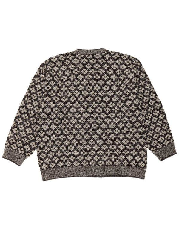 Gioferrari Męski sweter z dekoltem w kształcie litery V IT 54 XL Szary Argyle/Diament