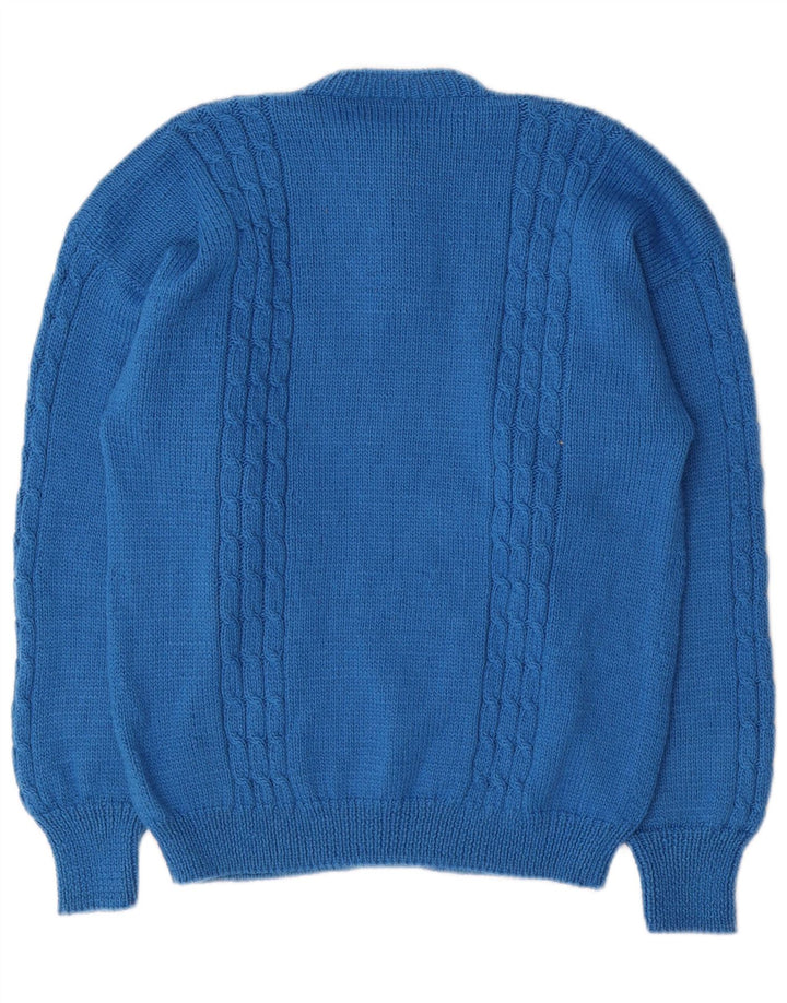 Sweter damski w stylu vintage, zapinany na guziki, UK 14, średni niebieski