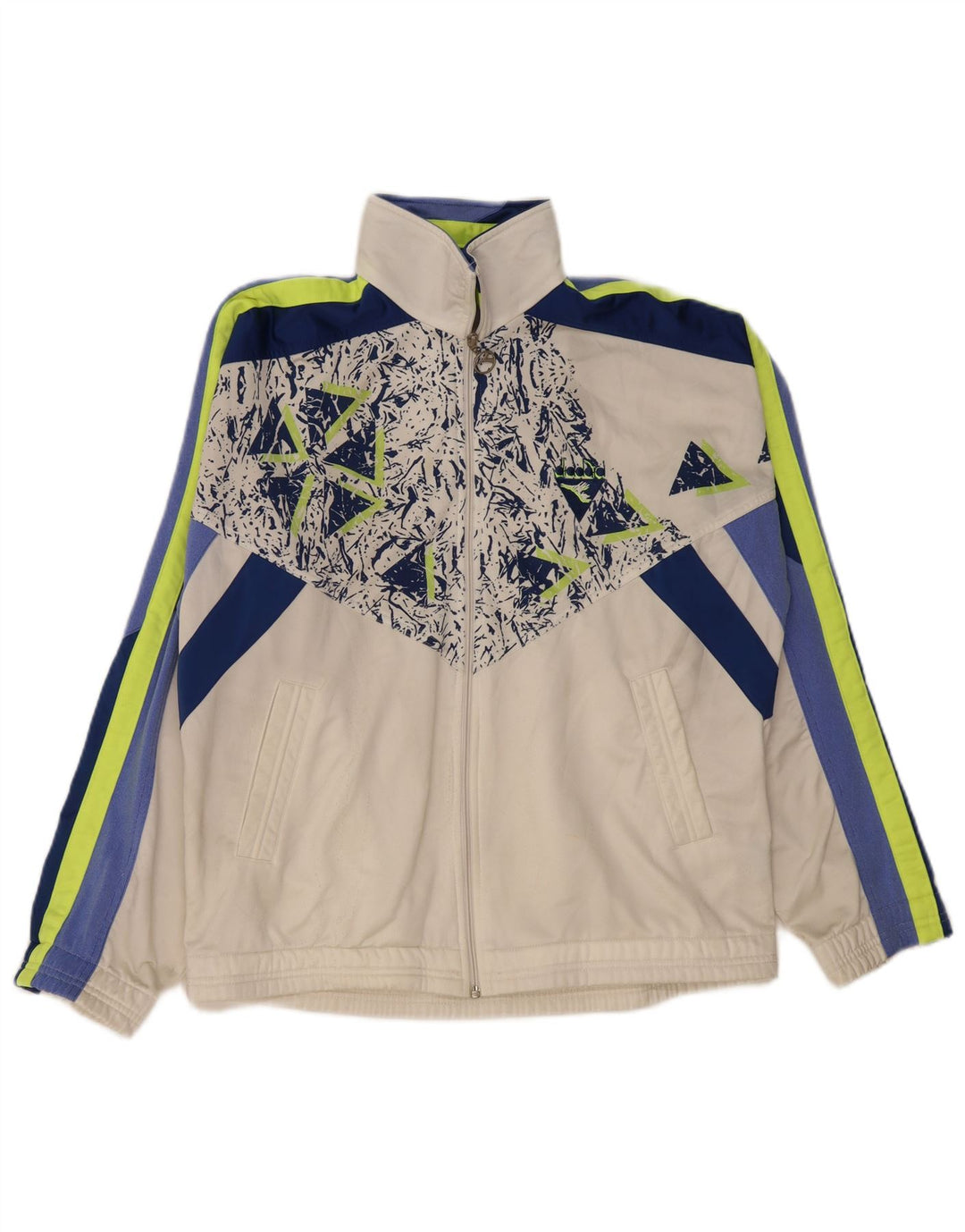 Męska kurtka dresowa DIADORA UK 40, poliester w kolorze średniej bieli