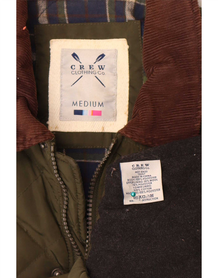Crew Clothing Męska pikowana kurtka UK 38, średni zielony poliester