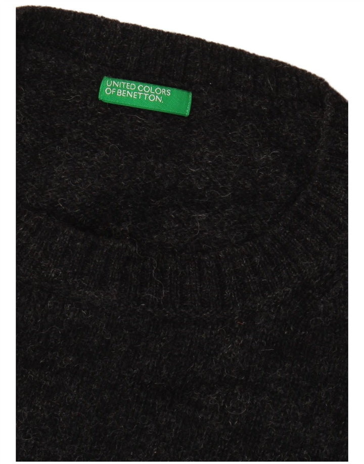 Męski sweter z okrągłym dekoltem Benetton XL, szary, nakrapiany