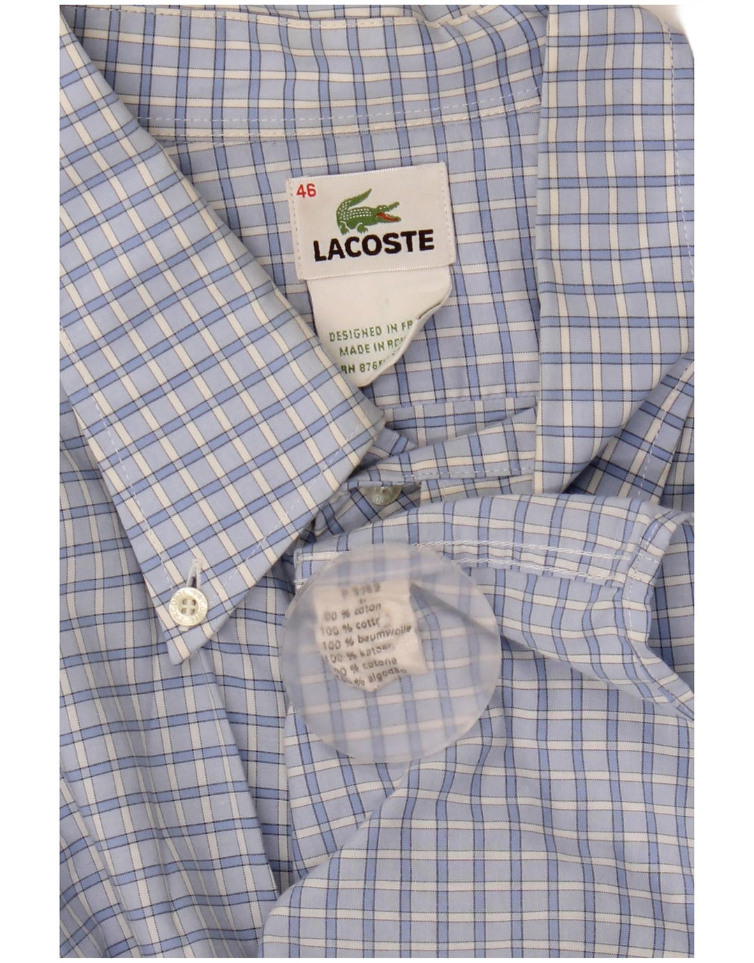 Koszula męska Lacoste, rozmiar 46, 2XL, niebieska bawełniana kratka
