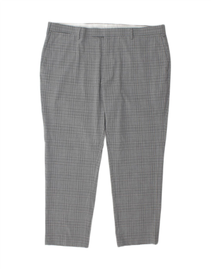 MARKS & SPENCER Mens Slim Suit Trousers W42 L28 Grey Check Vintage Marks & Spencer and Second-Hand Marks & Spencer from Messina Hembry 
