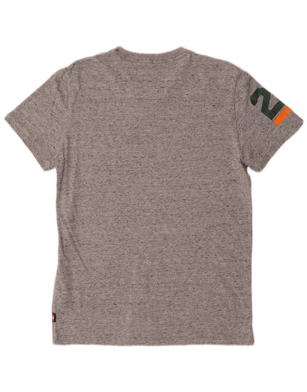 Superdry Mens Graphic T-Shirt Top Large Grey Flecked Cotton