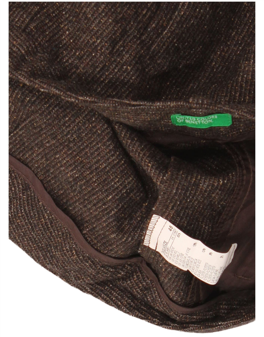 Damskie spodenki Chino BENETTON IT 46 Large W34 Brązowa nakrapiana dziewicza wełna