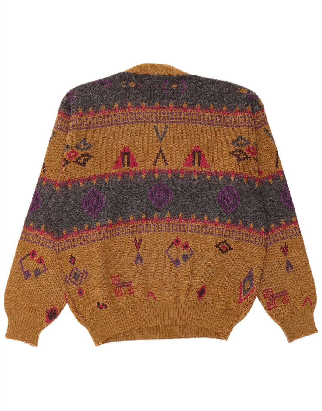 FRANK ALEXS Męski sweter z okrągłym dekoltem IT 48 Średni brązowy geometryczny