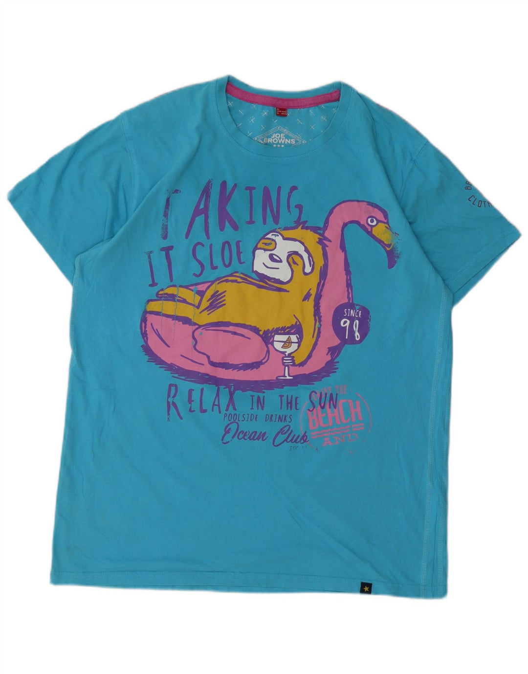 JOE BROWNS Męski T-shirt z grafiką, duży, niebieski, bawełniany