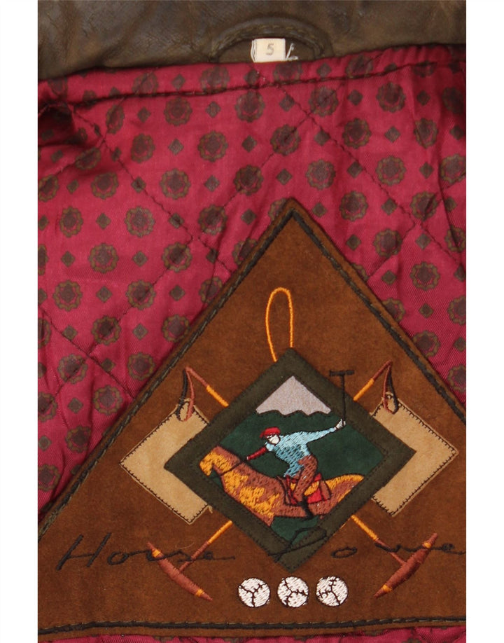 Vintage męska dzianinowa kurtka skórzana UK 42 XL Khaki Colorblock Classic