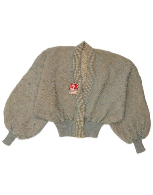 Vintage damski sweter z podwójnymi piersiami, UK 16, duży niebieski