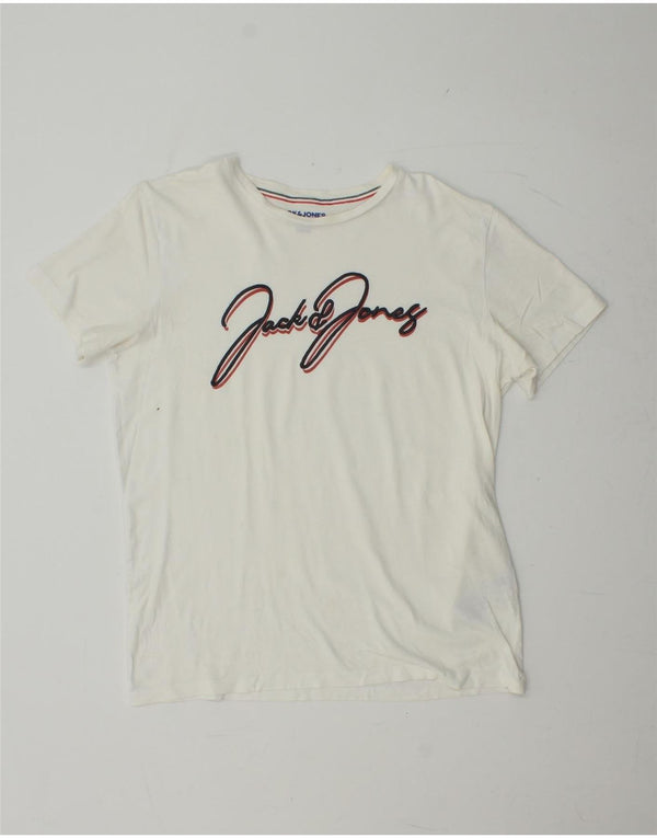 Męski T-shirt z grafiką JACK & JONES o regularnym kroju, mały, biały, bawełniany