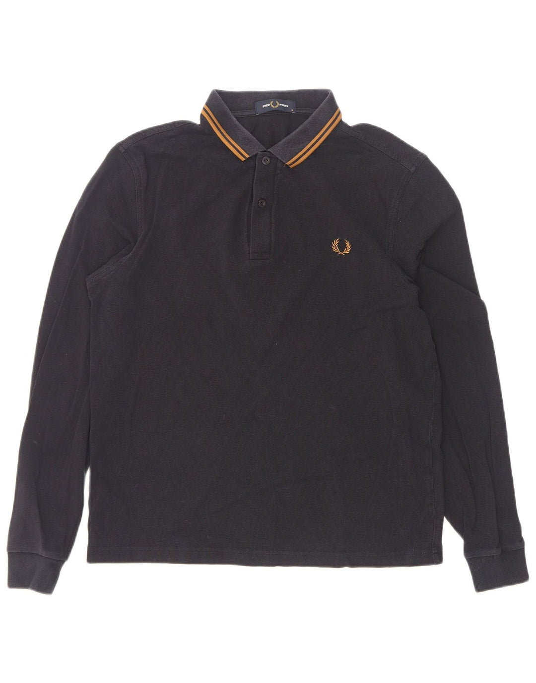 Męska koszulka polo Fred Perry z długim rękawem, średnia, granatowa, bawełniana w paski