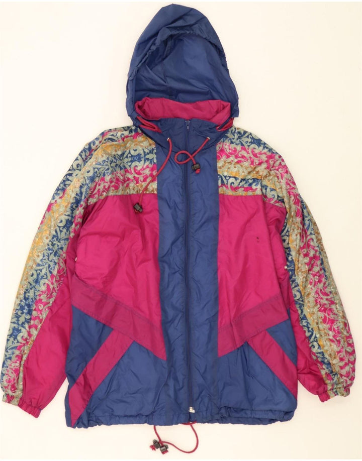 MARCEL CLAIR Mens Hooded Rain Jacket UK 38 Medium Navy Blue Colourblock Vintage Marcel Clair and Second-Hand Marcel Clair from Messina Hembry 