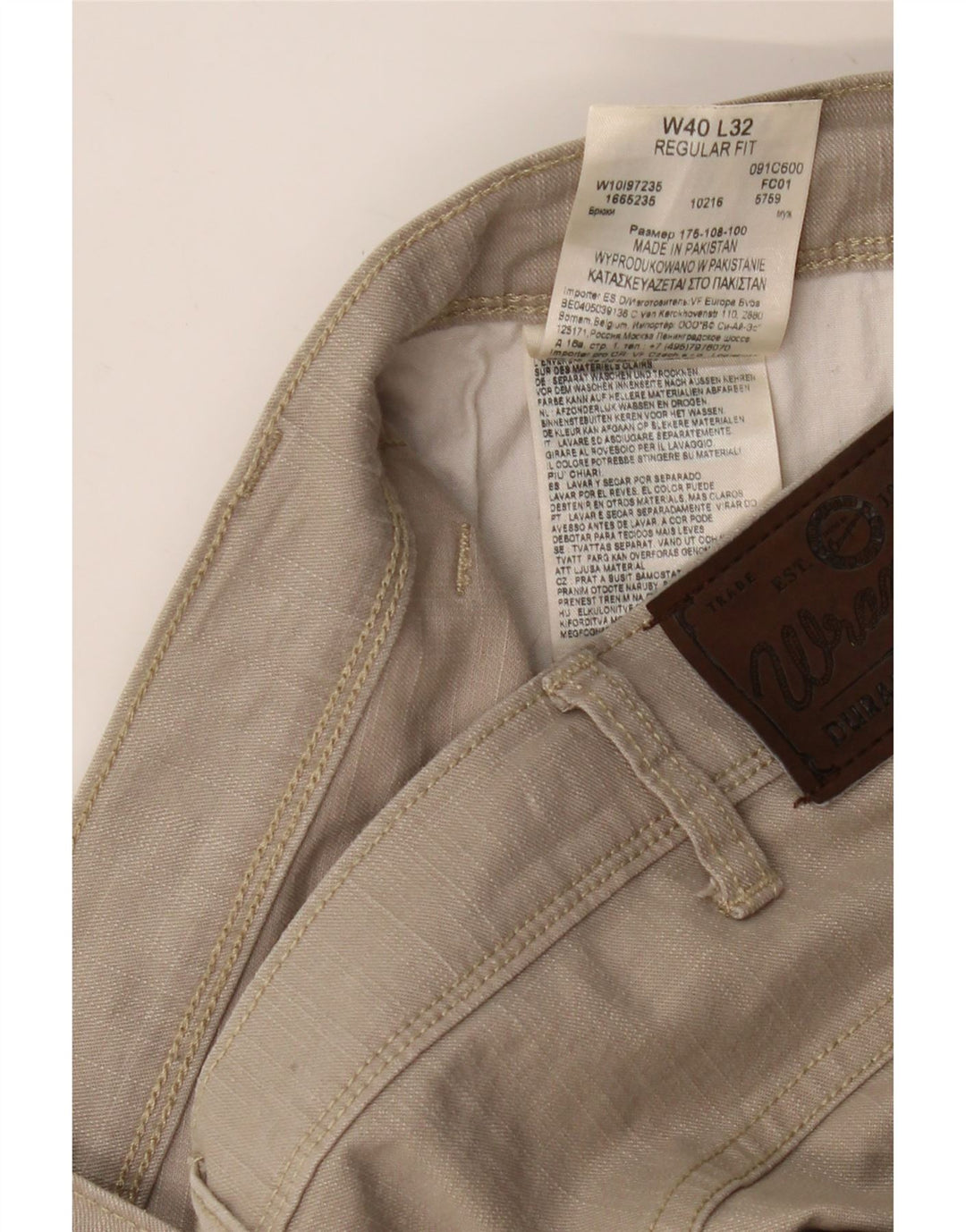 Męskie proste spodnie codzienne WRANGLER W40 L32 Beżowa bawełna