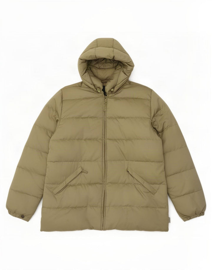 Damska ocieplana kurtka z kapturem Moncler, rozmiar 3, średni khaki, poliester