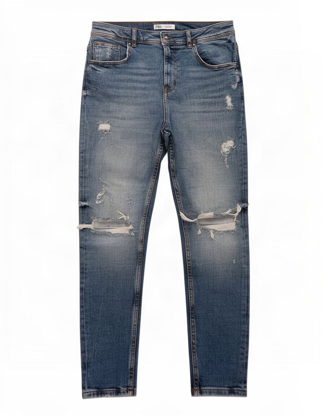 Męskie jeansy Zara w trudnej sytuacji, EU 40 Medium W31 L26, niebieska bawełna