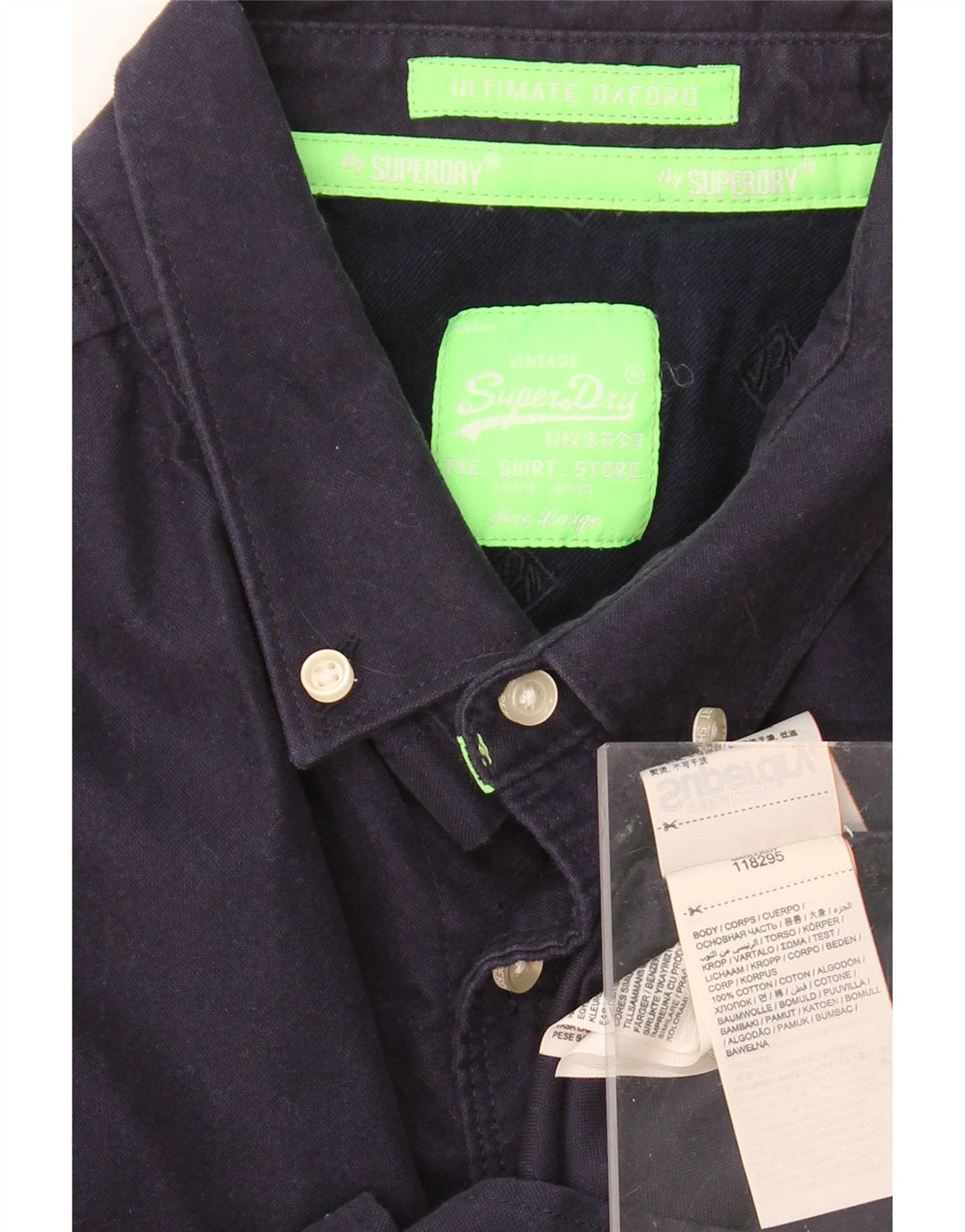SUPERDRY Mens Shirt Large Navy Blue Cotton Vintage Superdry and Second-Hand Superdry from Messina Hembry 