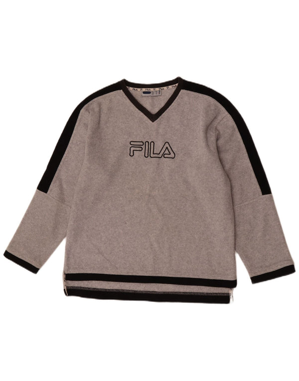 Chłopięcy sweter polarowy Fila z grafiką 15-16 lat XL, szary, poliester z blokami kolorów