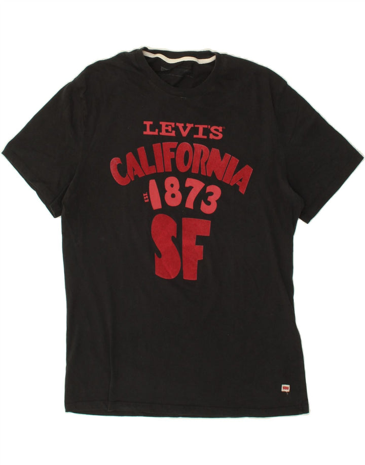 LEVI'S Mens Graphic T-Shirt Top Large Black Cotton Vintage Levi's and Second-Hand Levi's from Messina Hembry 