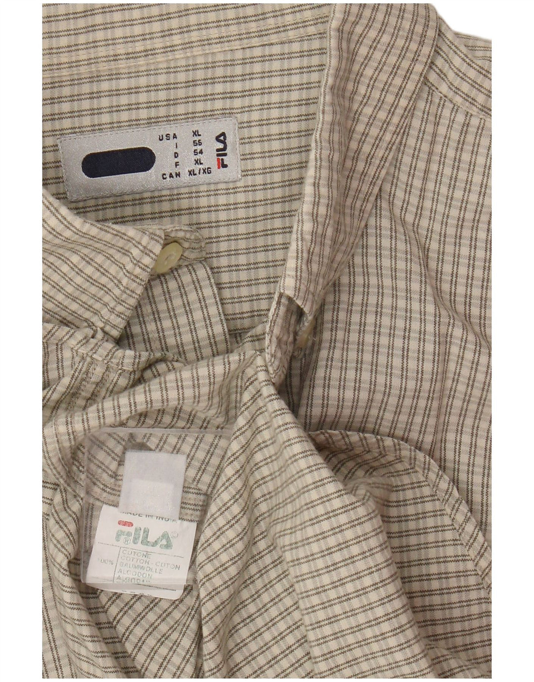 Koszula męska z krótkim rękawem Fila XL, bawełniana beżowa kratka