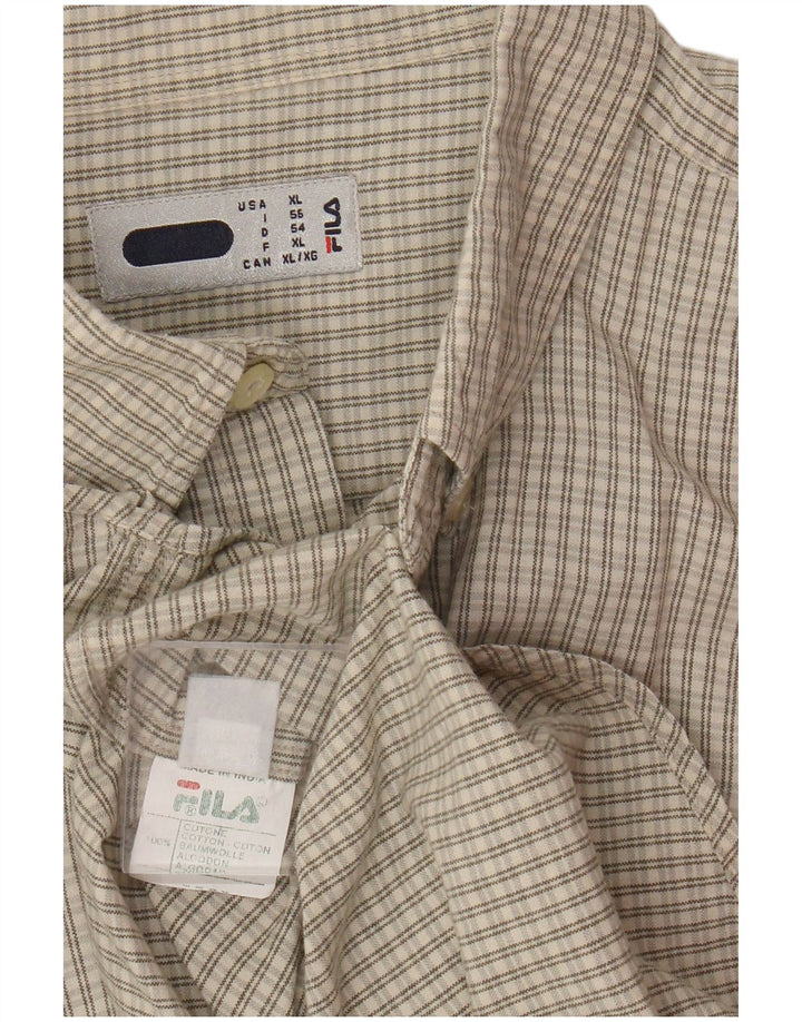 Koszula męska z krótkim rękawem Fila XL, bawełniana beżowa kratka