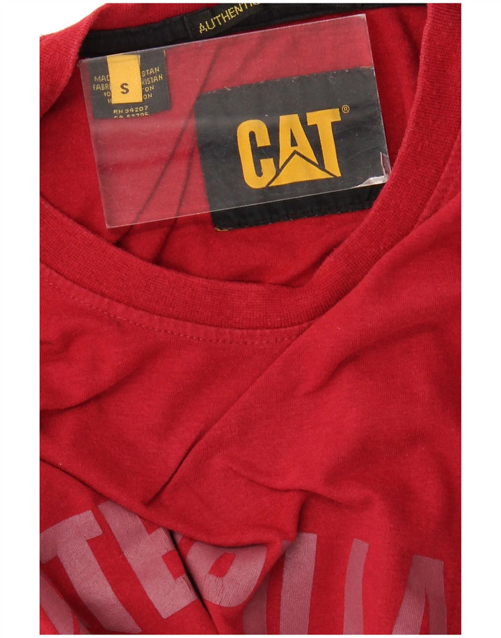 Męski T-shirt z grafiką CAT, mały, czerwony, bawełniany