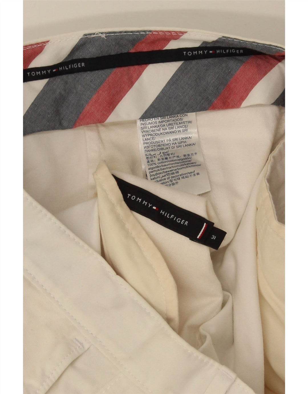 Męskie spodenki Chino TOMMY HILFIGER W31 Średniobiała bawełna