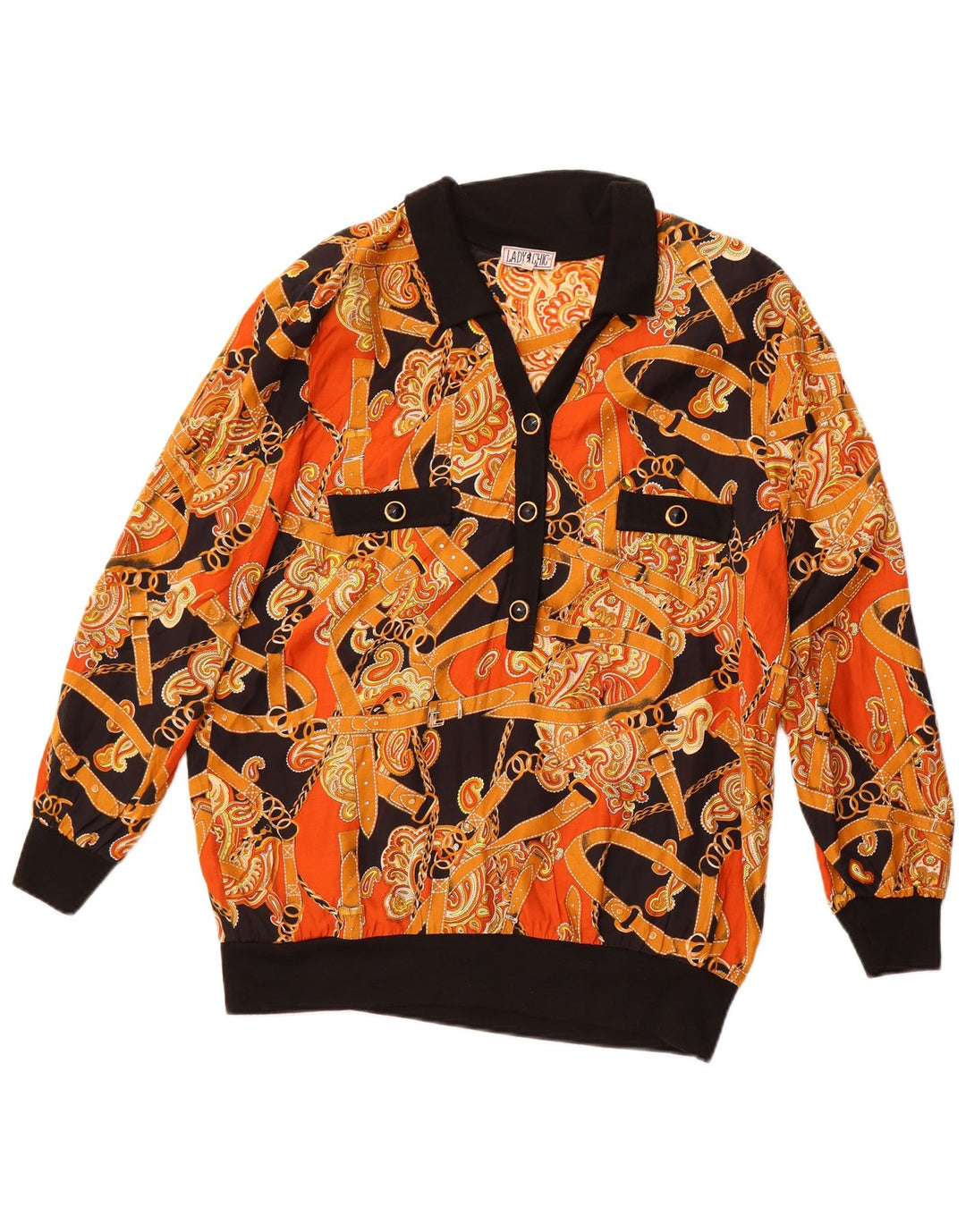 Damska bluzka koszulowa z abstrakcyjnym wzorem VINTAGE IT 50 XL Pomarańczowa