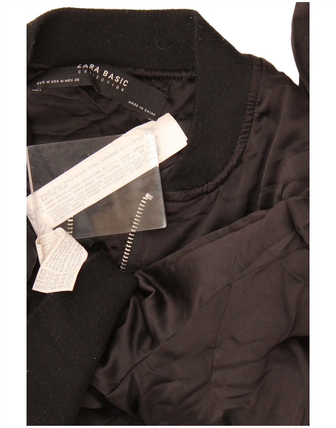 Damska kurtka bomberka Zara UK 14, średni czarny poliester