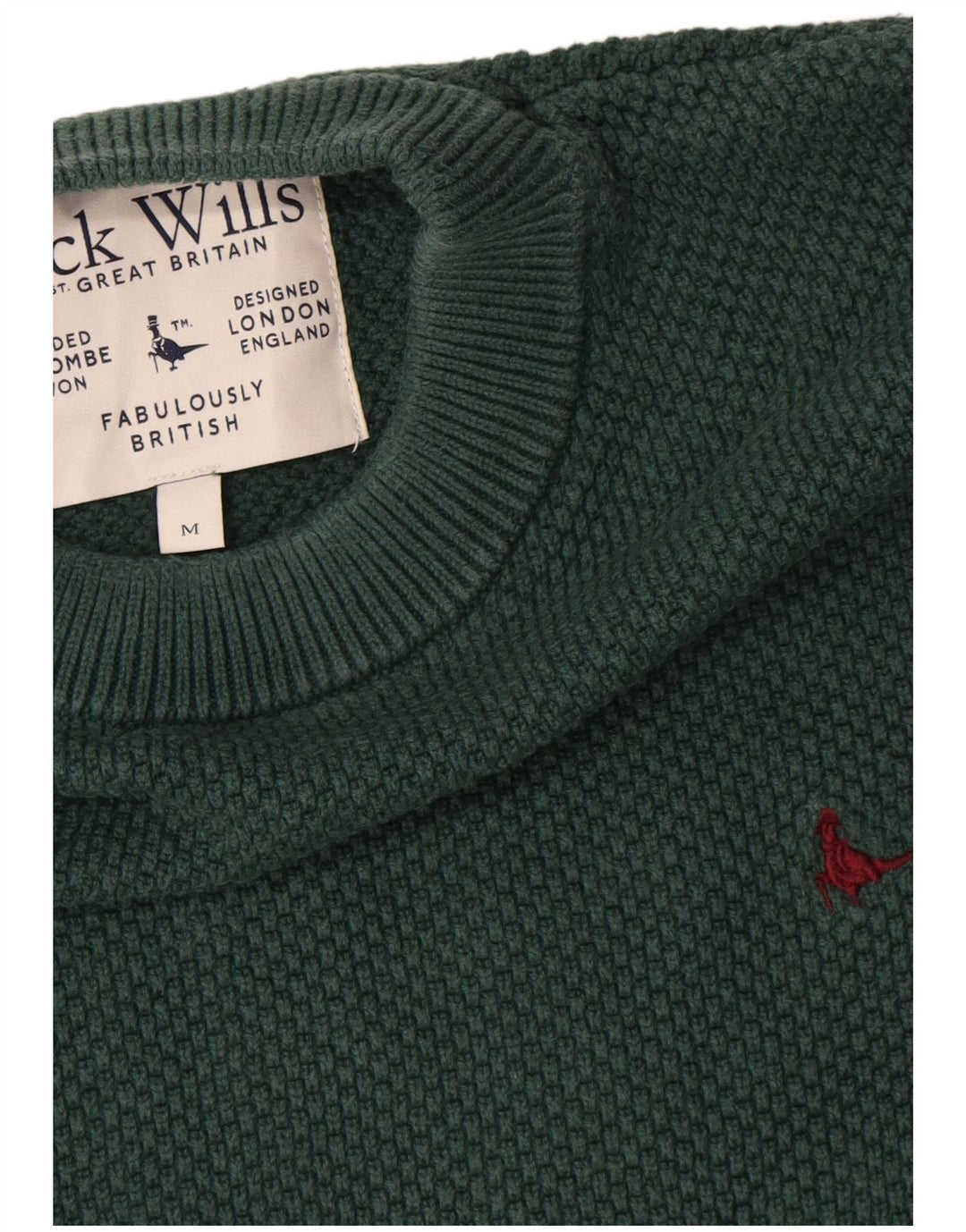 Męski sweter z okrągłym dekoltem Jack Wills, średniozielony, bawełniany