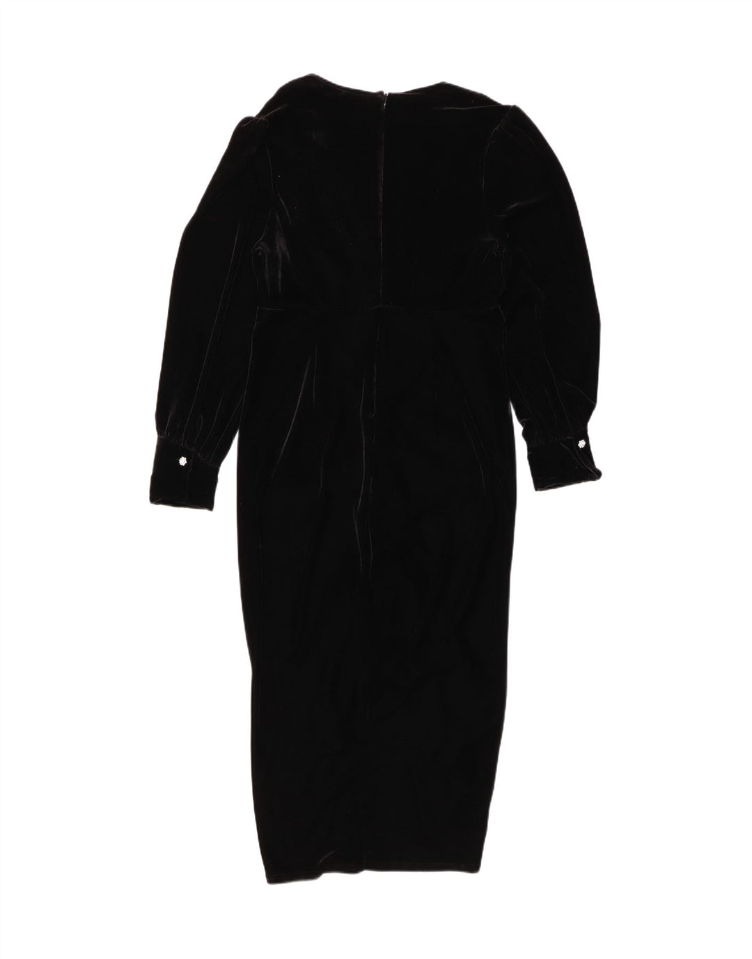 NEXT Damska welurowa obcisła sukienka z długim rękawem UK 12, średni czarny poliester