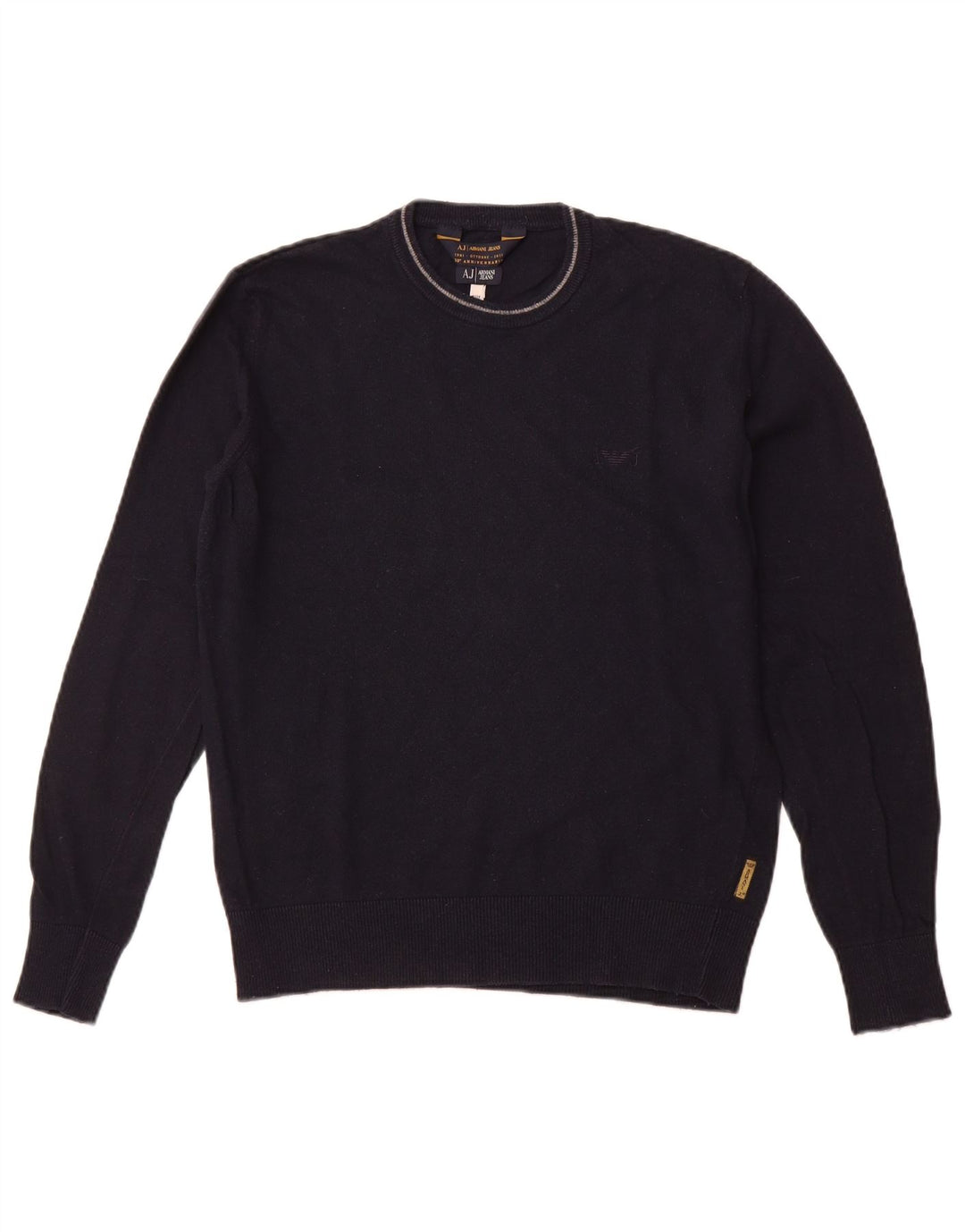 ARMANI JEANS Męski sweter z okrągłym dekoltem, średni granatowy, wiskoza