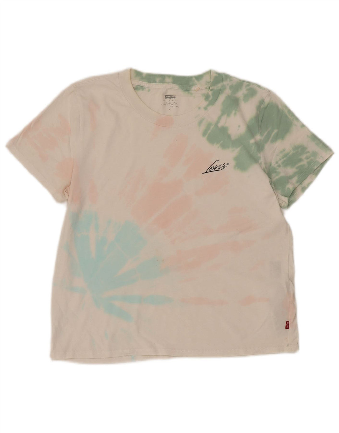 Damska koszulka Levi's Top UK 14 Średnia biała bawełna Tie Dye