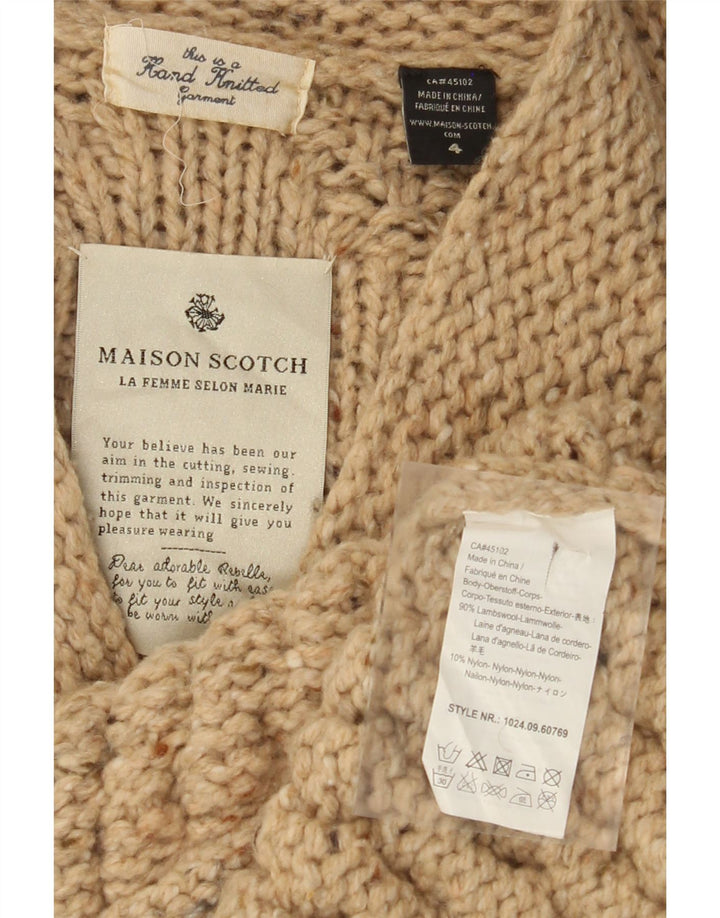 MAISON SCOTCH Damski sweter dziergany ręcznie US 4 Small Beige