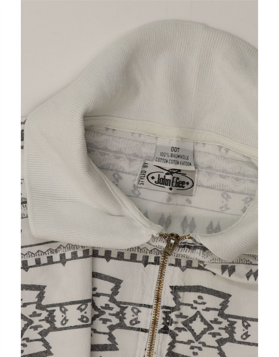 Męska koszula pulowerowa z krótkim rękawem JOHN F GEE, 2XL, biała, geometryczna bawełna