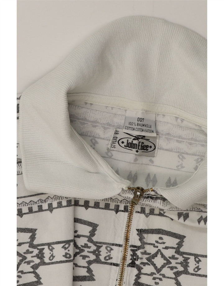 Męska koszula pulowerowa z krótkim rękawem JOHN F GEE, 2XL, biała, geometryczna bawełna