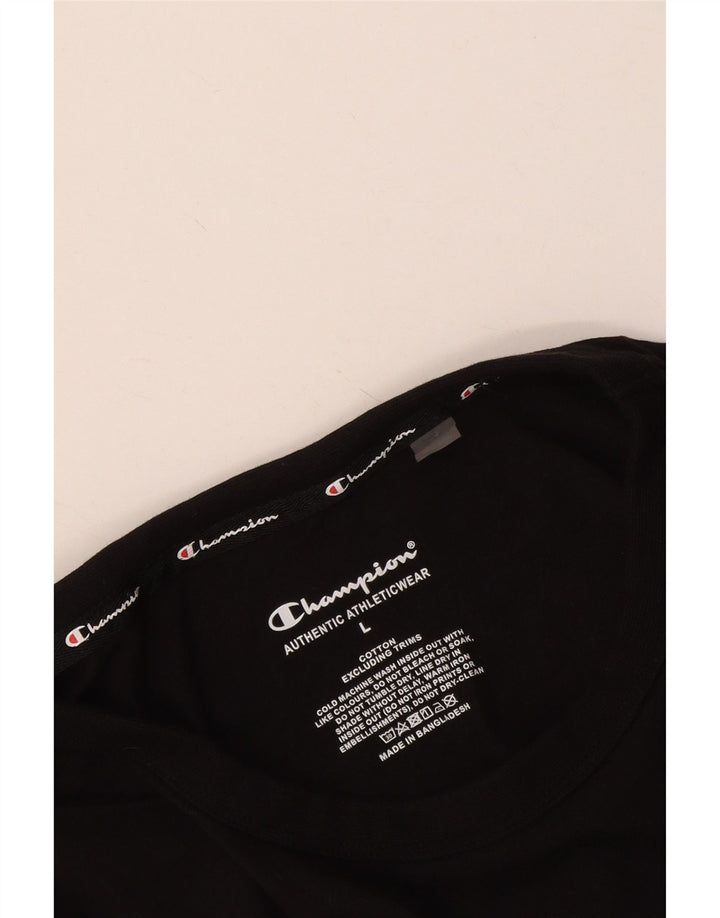 Męski T-shirt Champion z grafiką, duży, czarny, bawełniany