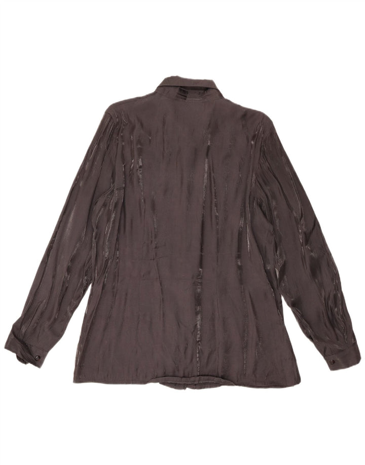 Damska bluzka koszulowa w stylu vintage UK 18 XL Czarna wiskoza