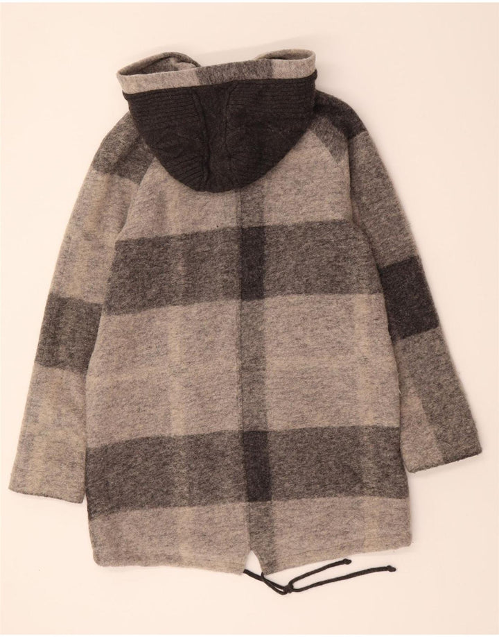 WOOLRICH Womens Hooded Overcoat UK 10 Small Grey Check Wool Vintage Woolrich and Second-Hand Woolrich from Messina Hembry 