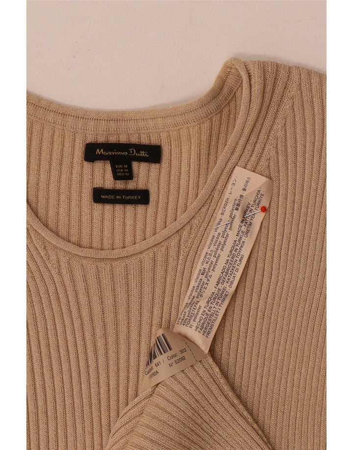 Damska sukienka maxi bez rękawów Massimo Dutti UK 12 w średnim beżowym kolorze wiskozy