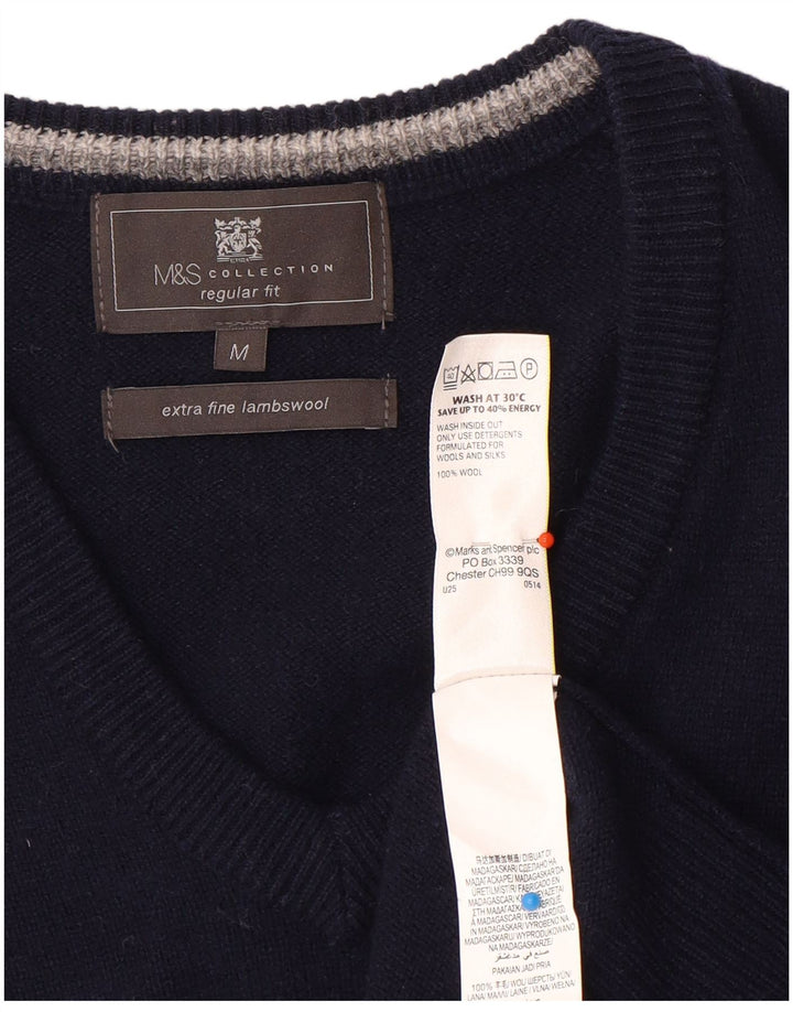 Marks & Spencer Męski podkoszulek z kamizelką o regularnym kroju, średni granatowy, wełniany