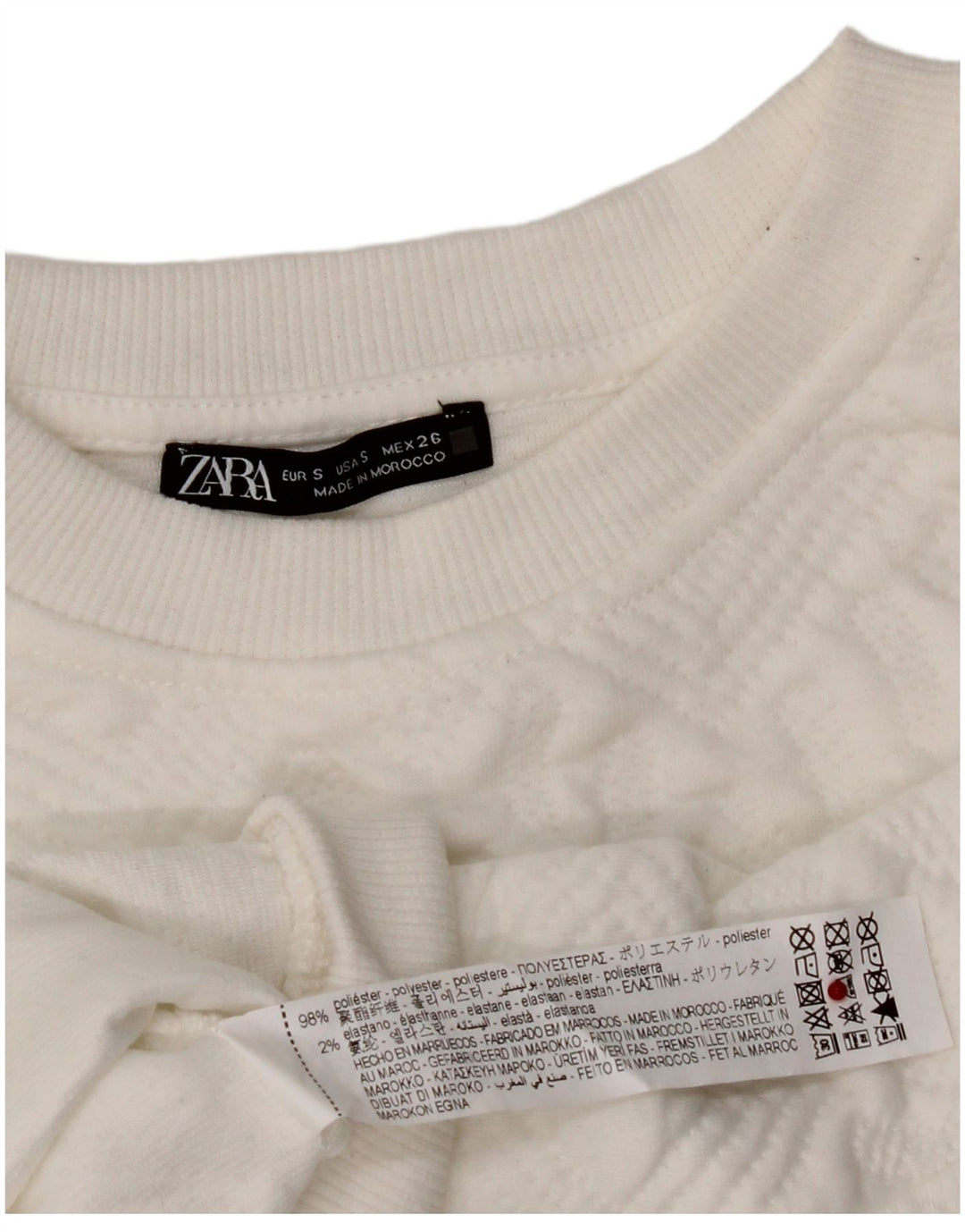 Damski sweter typu Crop Oversize Zara UK 10, mały, biały, geometryczny