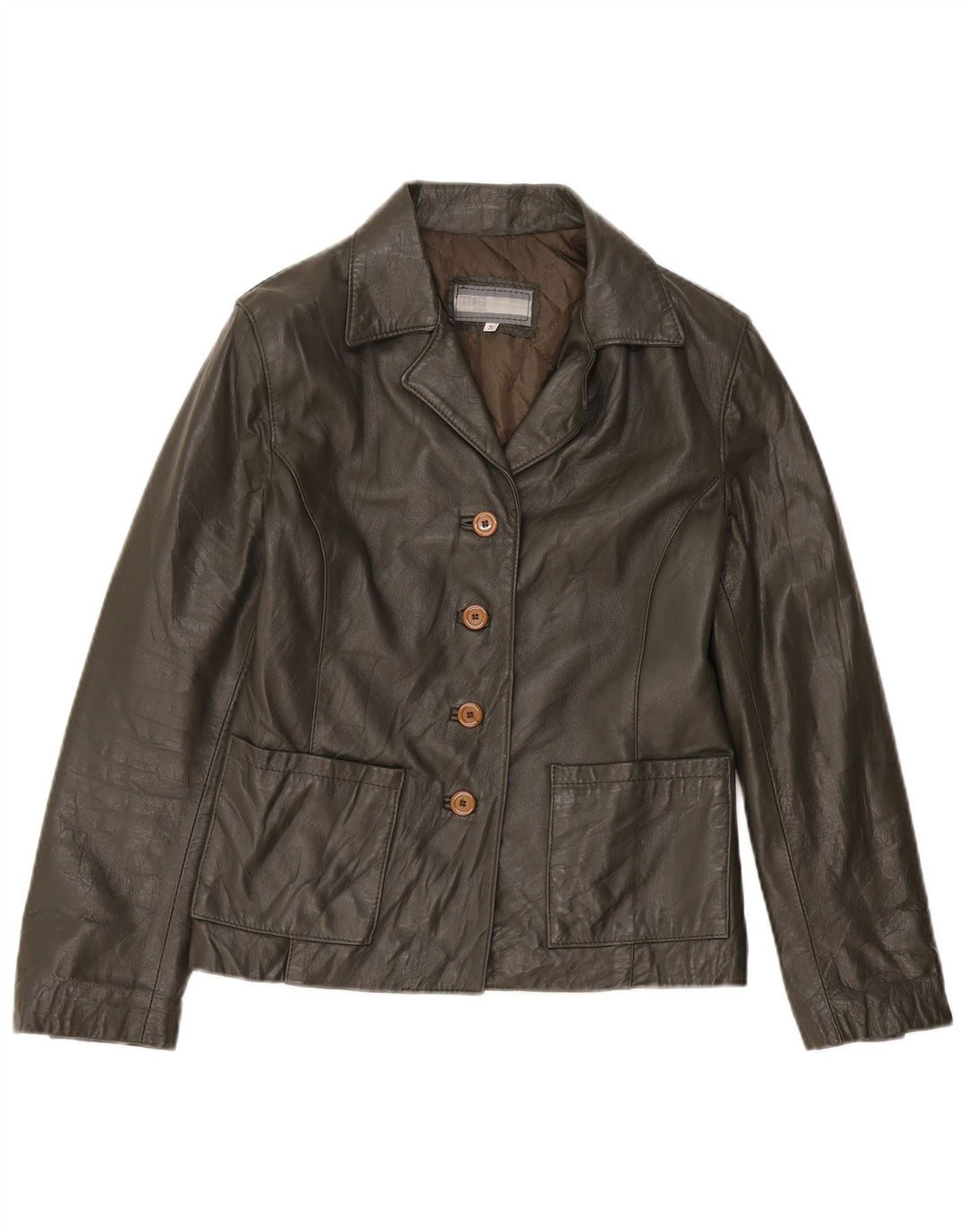 Vintage damska kurtka skórzana UK 10, mała skóra khaki