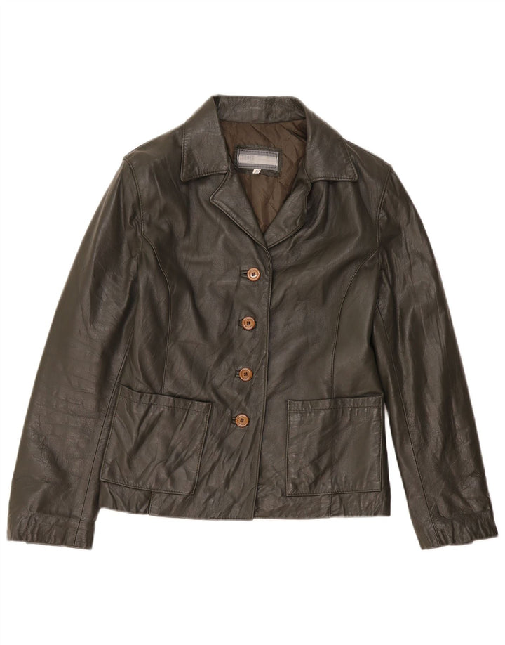 Vintage damska kurtka skórzana UK 10, mała skóra khaki