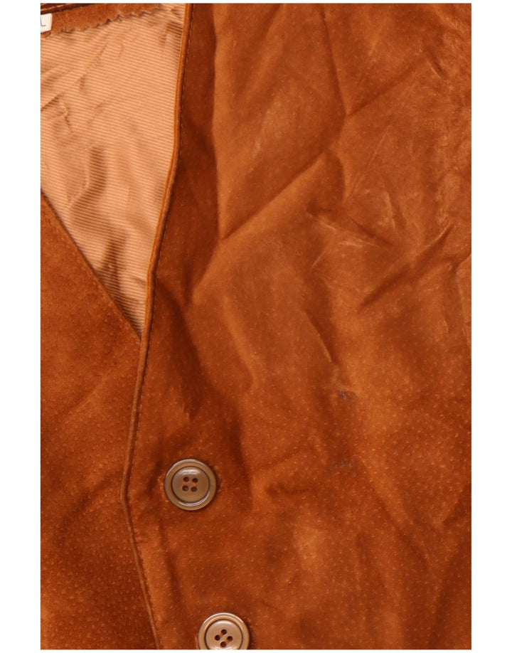 Vintage damska zamszowa kamizelka UK 20 2XL brązowa skóra